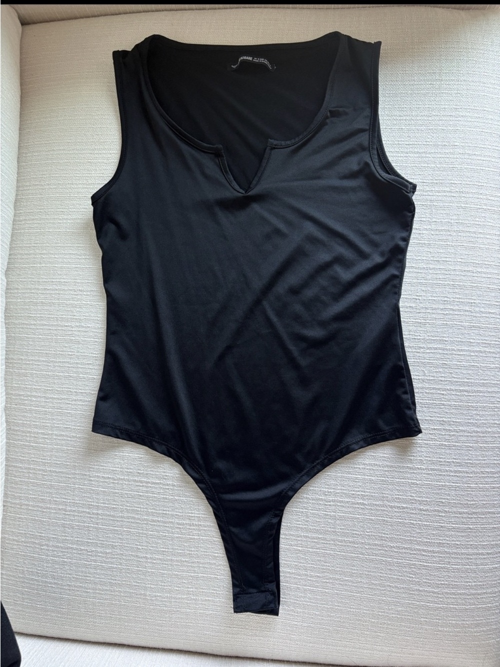 Threadbare Super Stretch Notch Front Bodysuit in Black - Size 4